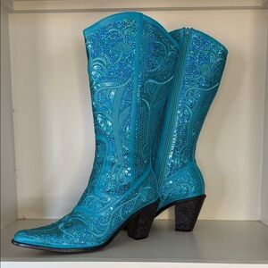 Elegant Turquoise Heeled Boots